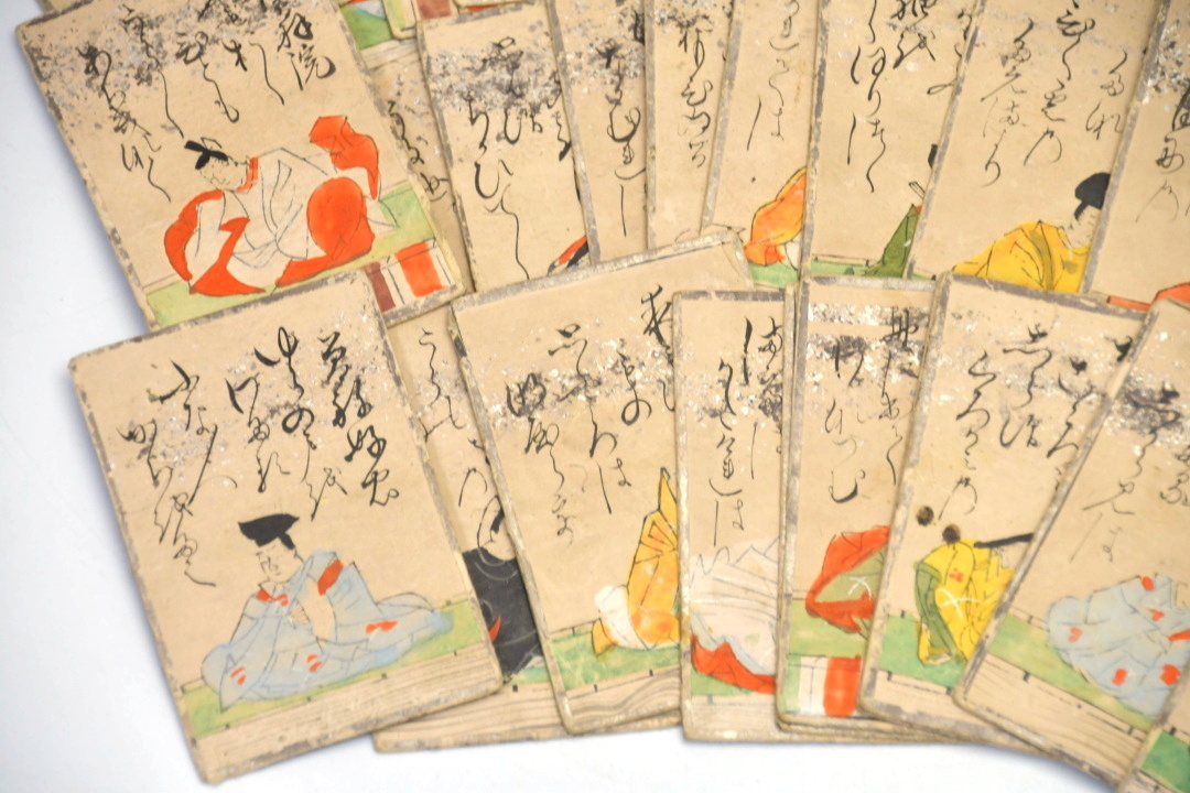529 百人一首 江戸時代 手書き 人物摺物○ かるた 絵札99枚 読み札100