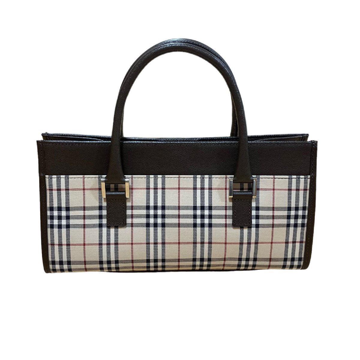 バーバリー ノバチェック柄 キャンバスレザー ハンドバッグ バーバリー