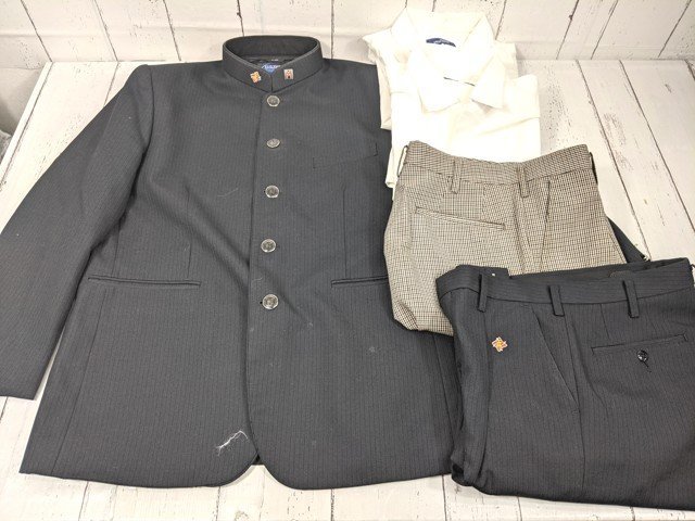 8yt023】長崎県 鹿町工業高校 男子用学生服 制服 学ラン(グレー サイズ 