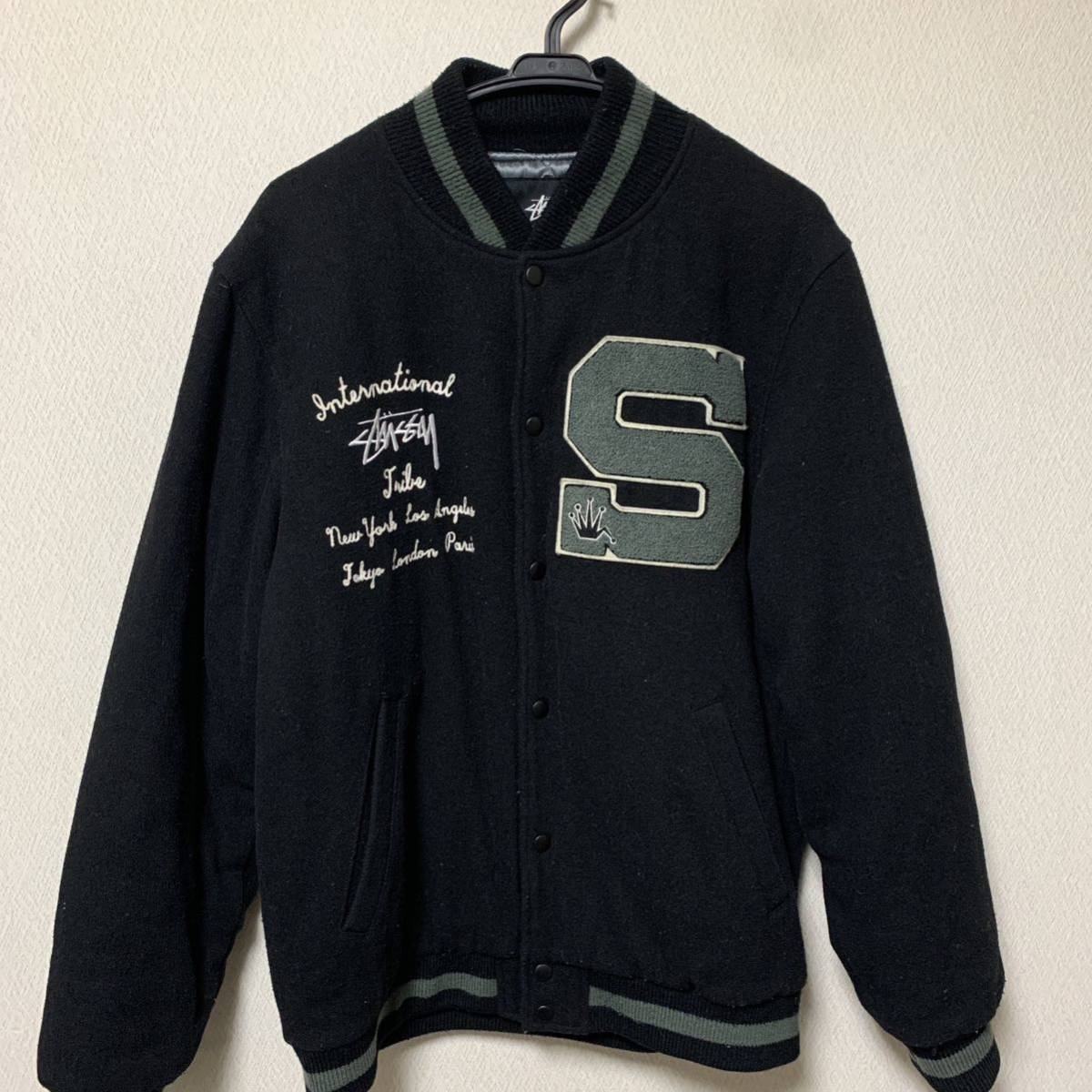STUSSYステューシー パイル刺繍ロゴウールスタジャン 人気L 最安値