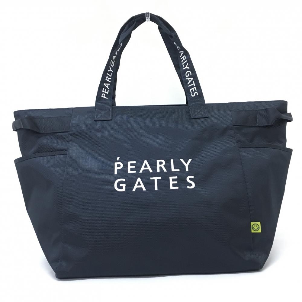 【超美品】パーリーゲイツ ロッカーバッグ ダークネイビー ニコちゃん ボストンバッグ スマイル 内側ロゴ総柄 ゴルフ PEARLY GATES