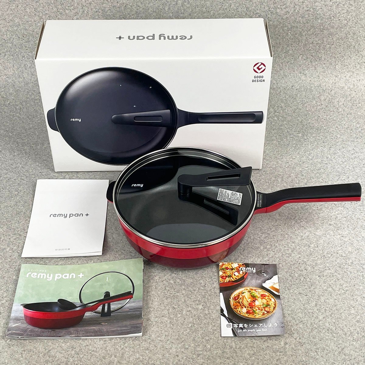 美品 レミパンプラス remy pan+ 24cm 3.3L RHF-302 レッド 和平フレイズ IH対応 フライパン [R12236]