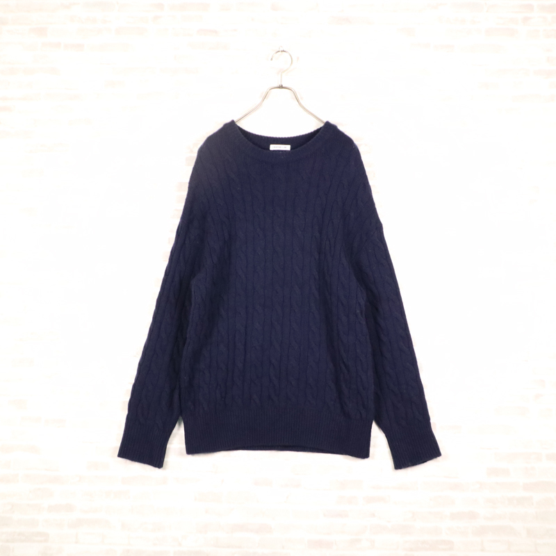 1円 HM0760 EVERYDAY I LIKE. エヴリディアイライク ケーブルニット セーター ネイビー メンズ 日本製 ウール カシミヤ 