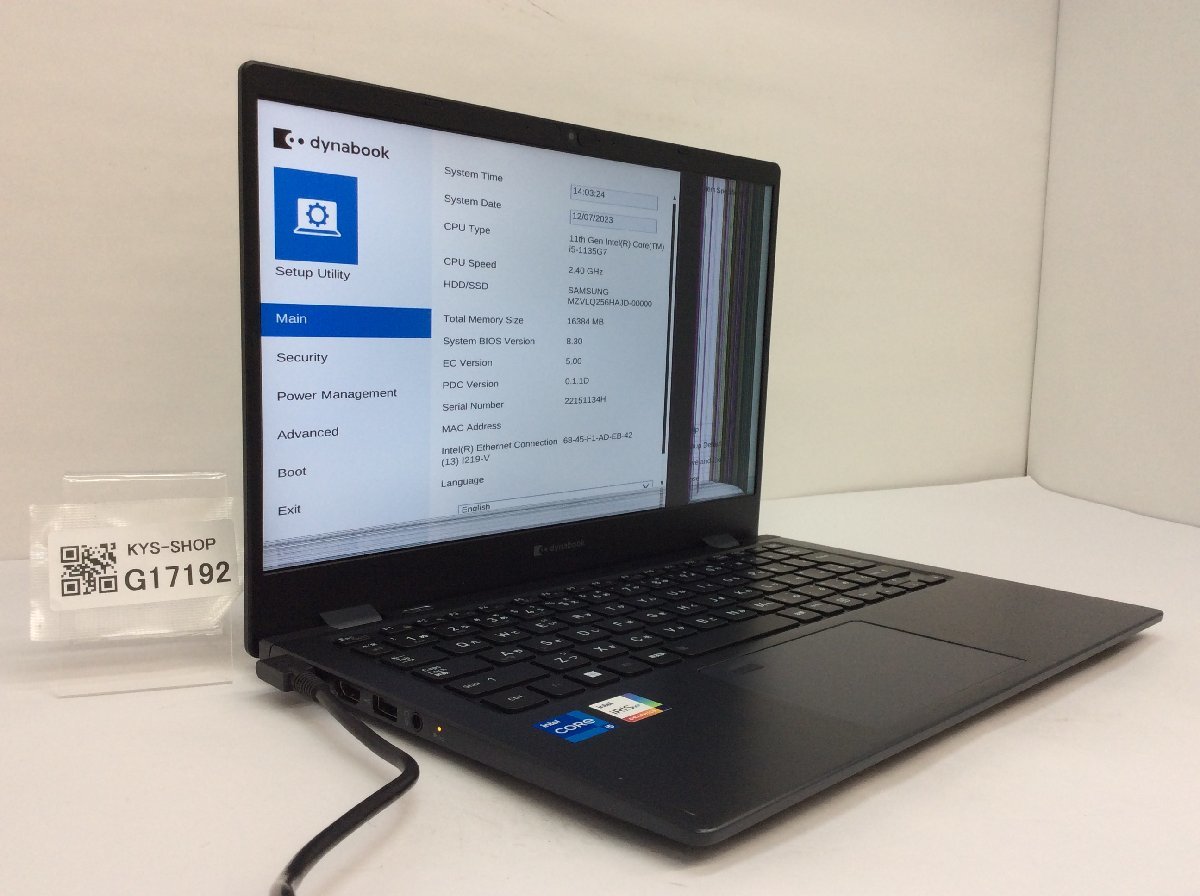 ジャンク/ TOSHIBA dynabook G83/HU Intel Core i5-1135G7 メモリ16GB