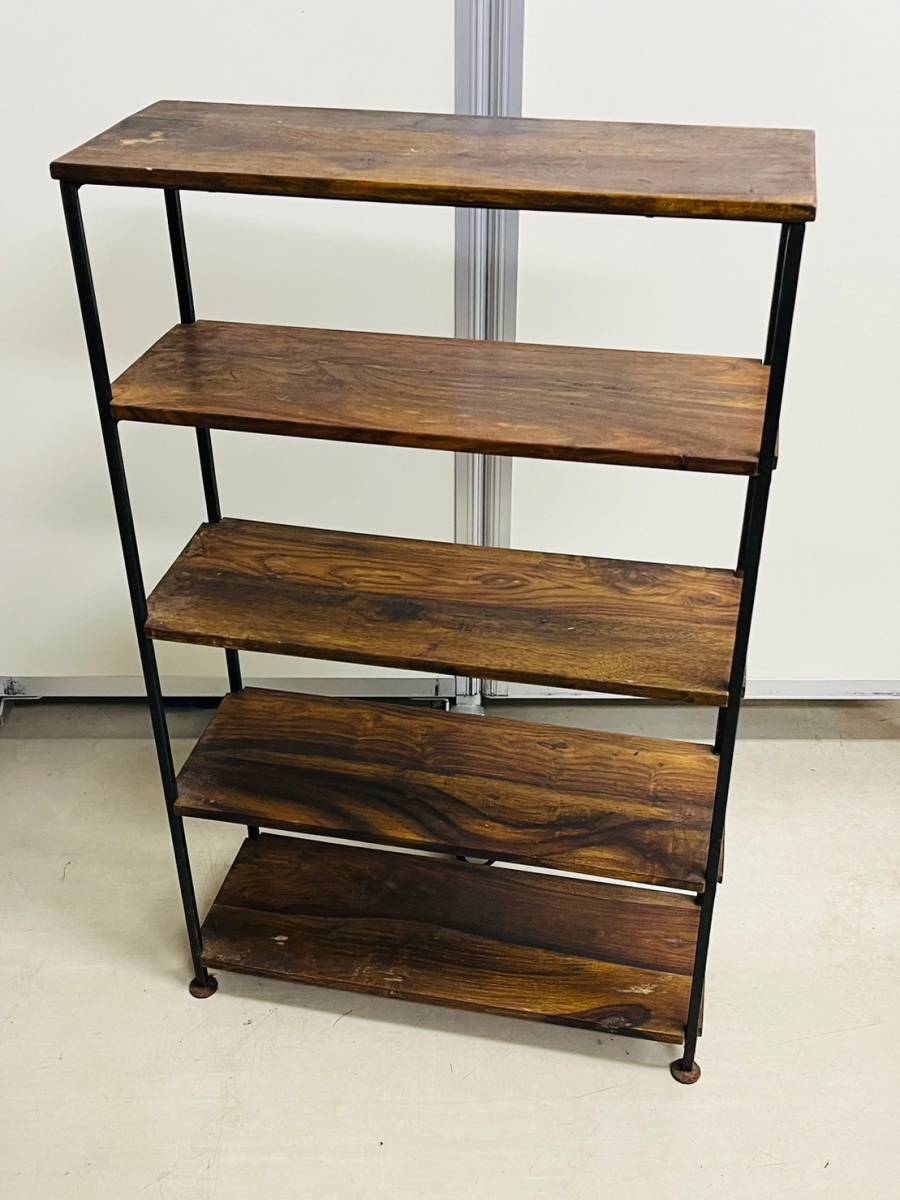 木製 シェルフ ラック 鉄 重圧 キャビネット 古家具 飾棚 ヴィンテージ