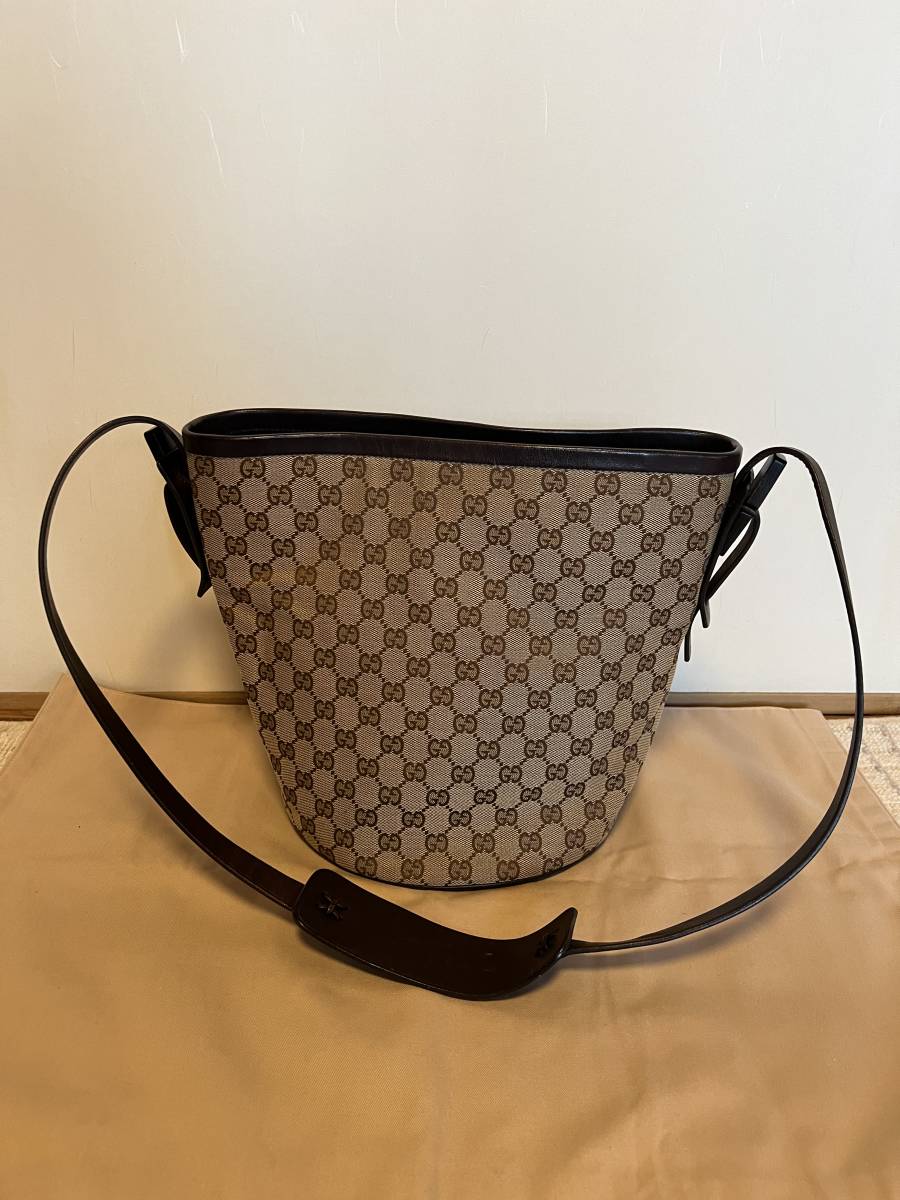 GUCCI グッチ GGキャンバス レザー バケット 