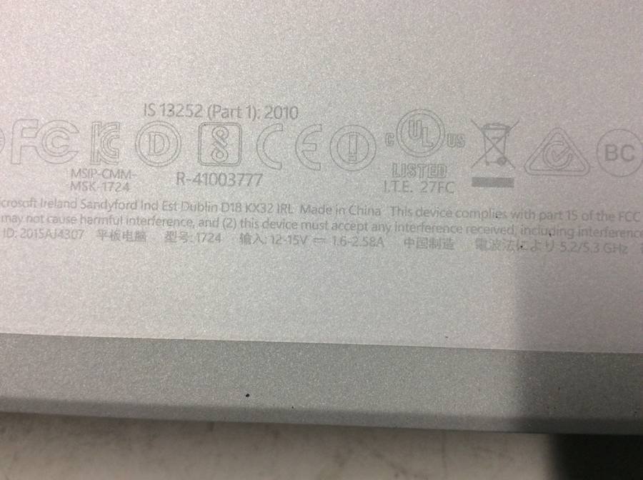 Microsoft 1724 タブレット Surface Pro4 Win10 Core m3-6Y30 0.90GHz