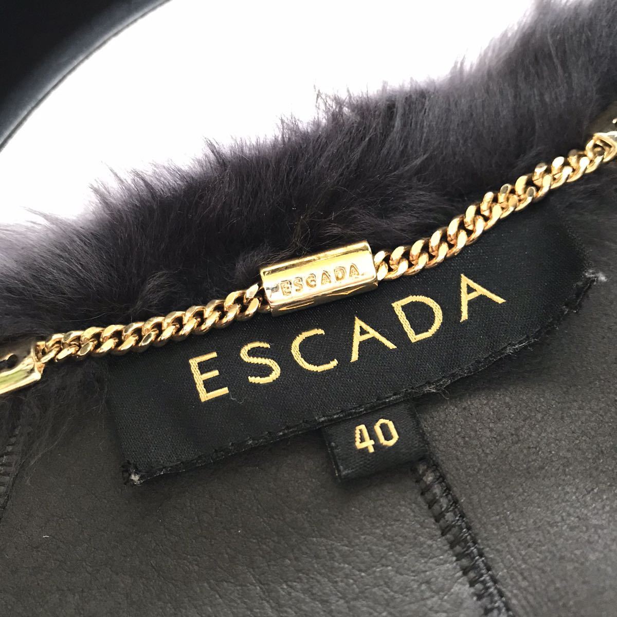 美品 ESCADA エスカーダ 高級 リアルレザー ムートンコート 羊革