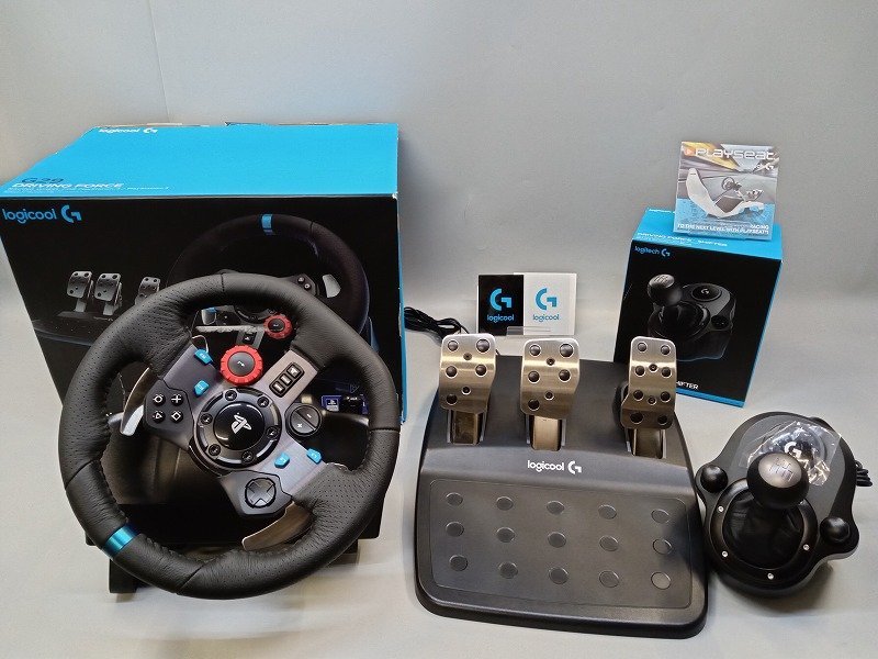 【通電確認のみ・ジャンク扱い】ロジクール Logicool G923 レーシングハンドル＆ペダル/Force Shifter for G29 and G920 PS4 [27] No.9206