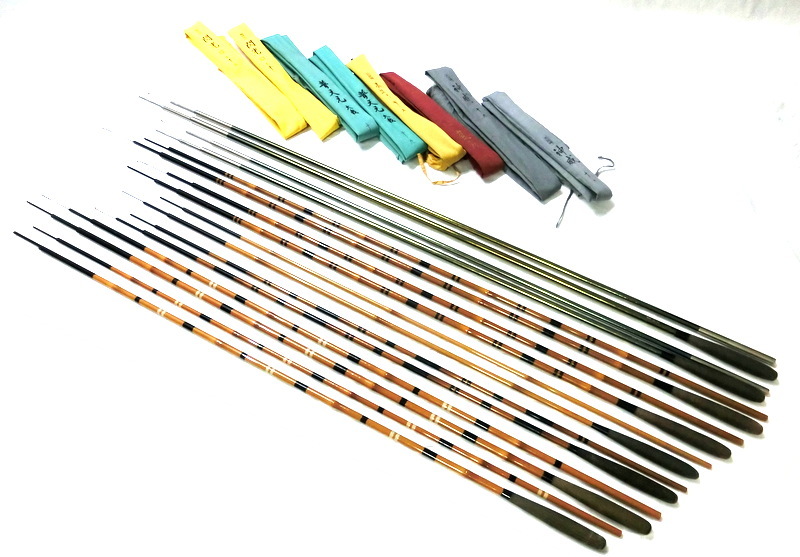1000円スタート ヘラ竿 8本まとめ 布袋付 閃光 G 22/20/本造り 15/嵐馬 15/神威 19/16/普天元 大我 18/19 釣り具 フィッシング 12 ABC63