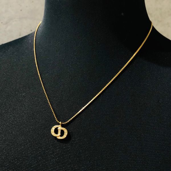 ht4044【PK】//ChristianDior★クリスチャンディオール　ロゴ　ネックレス