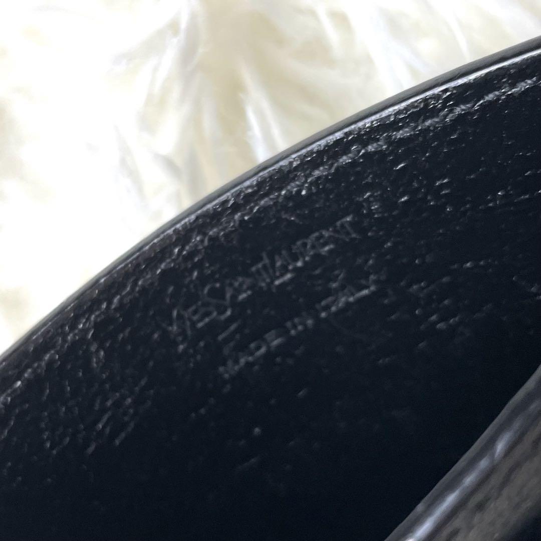 品 / YSL YVES SAINT LAURENT イヴサンローラン ステッチカサンドラカードケース 定期入れ 名刺入れ レザー ブラック ...