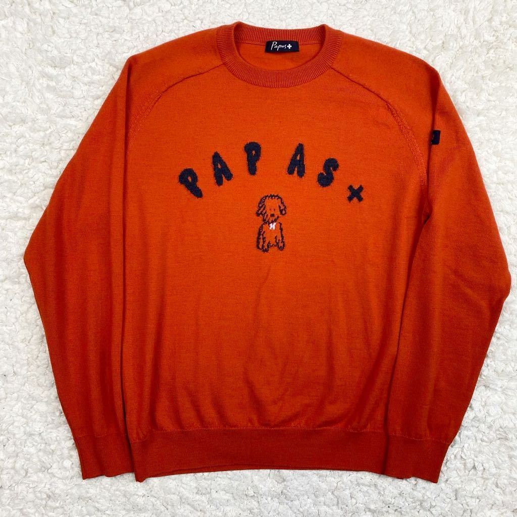 美品.38,500円】papas パパスプラス パッチワークトレーナー 極美品！』近年モデル 日本製Papas+ パパスプラス ウール100% 刺繍入り