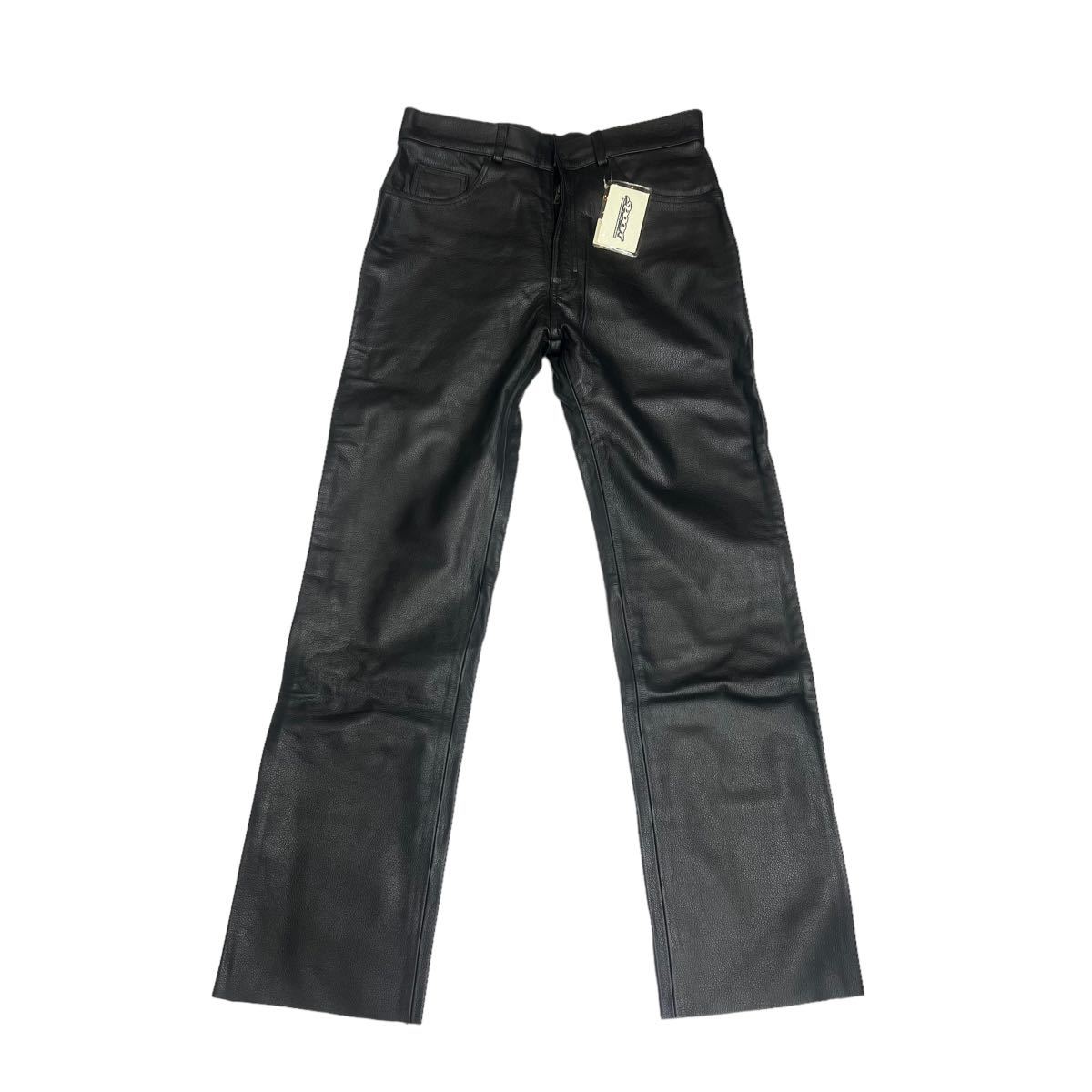 ★未使用★タグ付き★SPOON 牛革 レザーパンツ 36　スプーン バイカー 牛皮 黒 ライダー _1