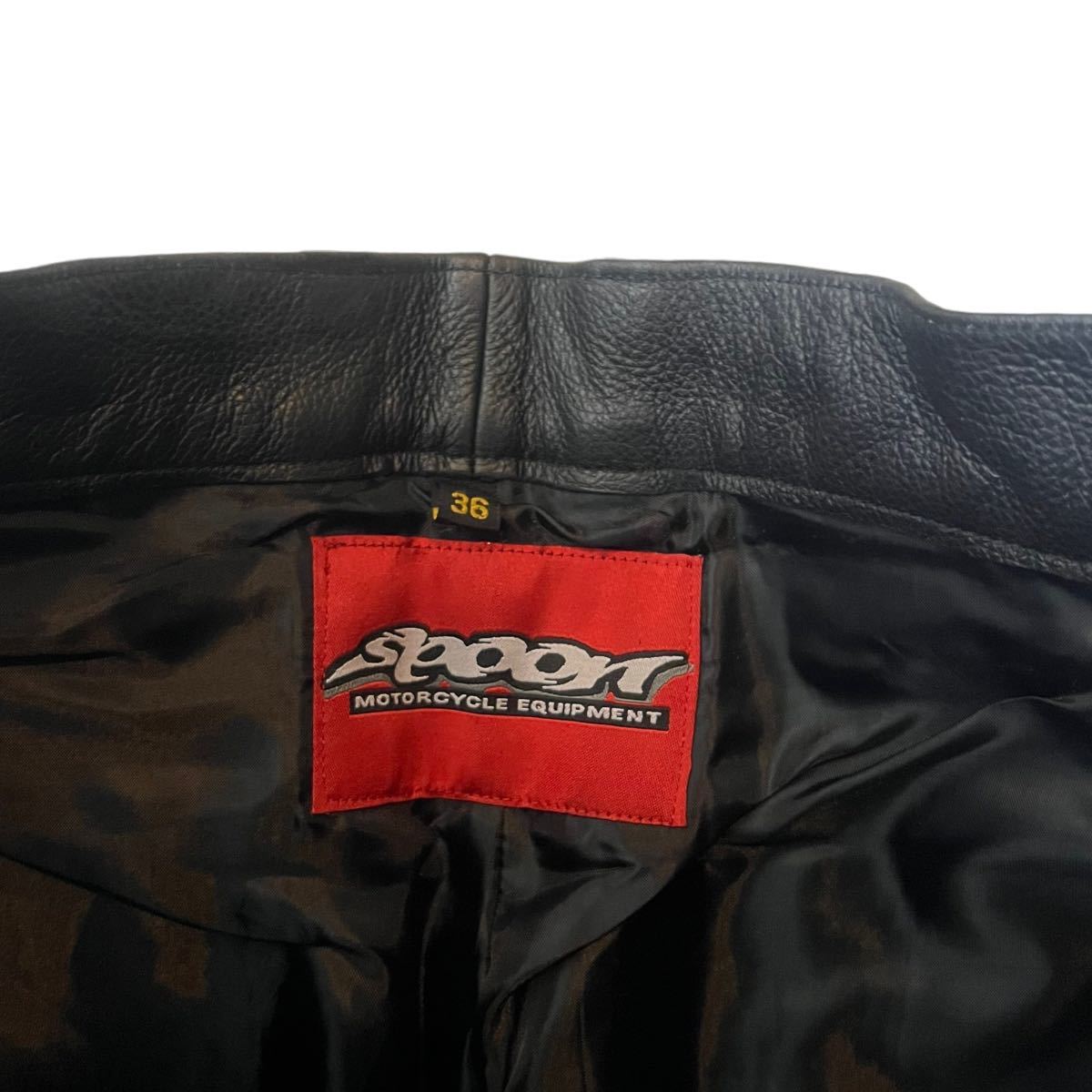 ★未使用★タグ付き★SPOON 牛革 レザーパンツ 36　スプーン バイカー 牛皮 黒 ライダー _7