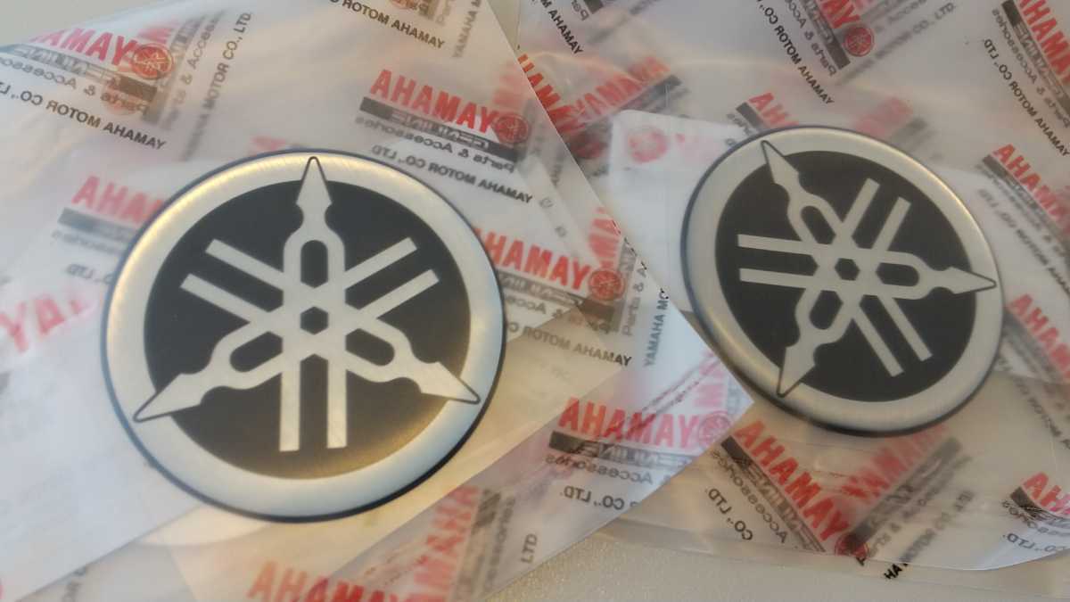 6枚セット YAMAHA ヤマハ純正 音叉エンブレム φ50 FJ XJR TZR RZ TW XSR ビラーゴ ポッケ YZF R1 MT FZR XT SR セロー DT 400 250 07 09_1