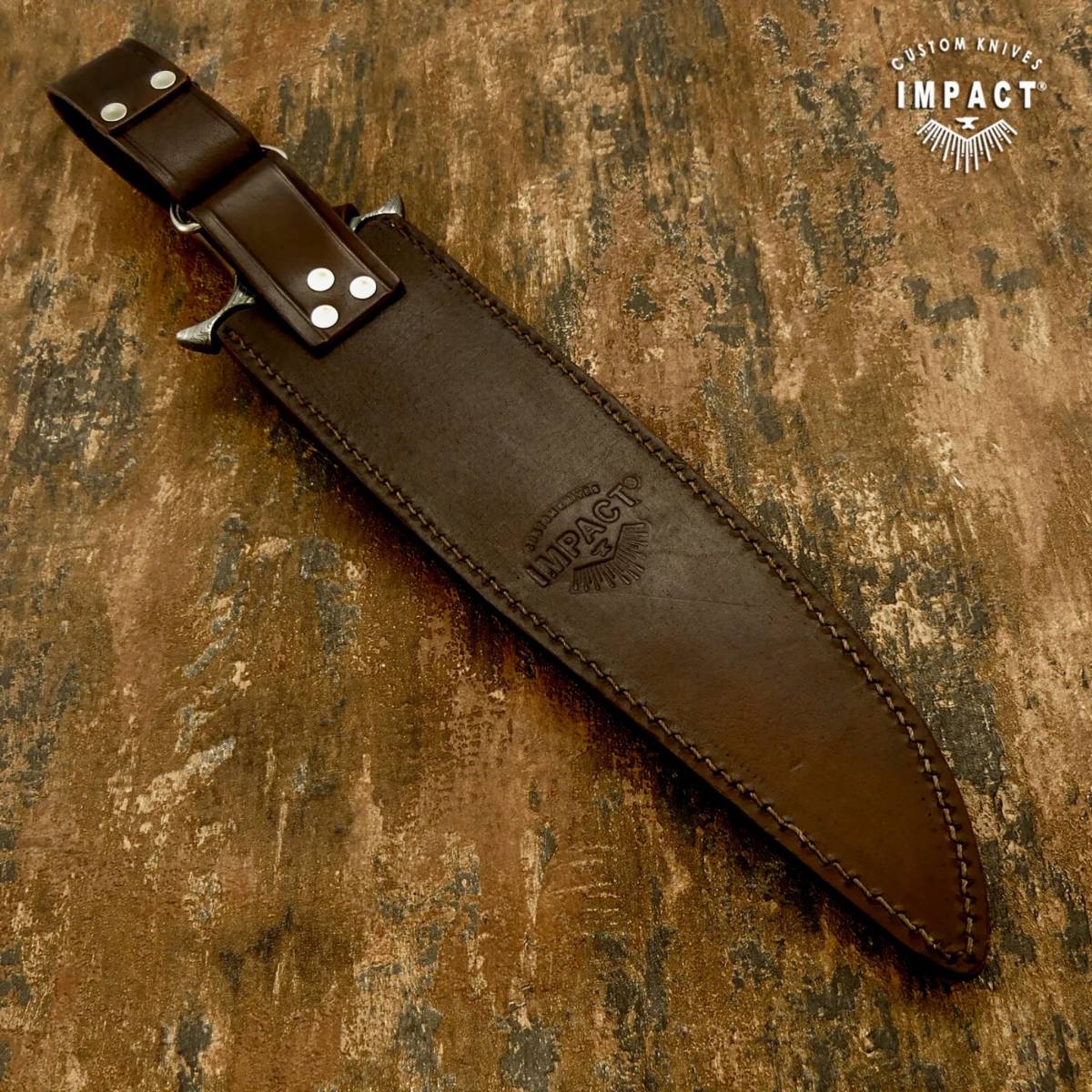 ☆全長42.3cm イギリス IMPACT製 ダマスカス鋼 ナイフ カスタム バール 