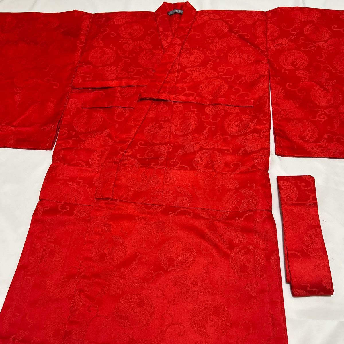 美品【色衣】 【子供用】冬用 化繊 赤 法要 葬儀 仏具 僧侶 装束 袈裟