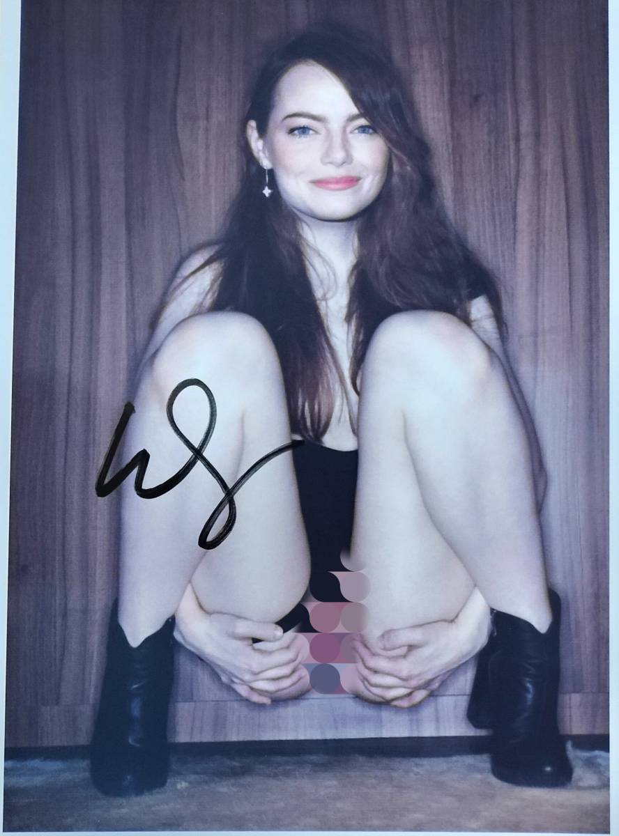 エマ・ストーン直筆サイン入写真【サイズ約13cm×18cm】クルエラ/アメイジングスパイダーマン等の作品に出演している女優_1