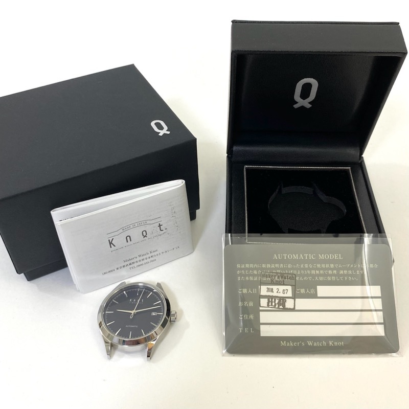 Knot 自動巻き腕時計 ブラック316L 美品 1円～ Knot ノット Timepiece 316L 自動巻き ハイビート 裏スケ 24石