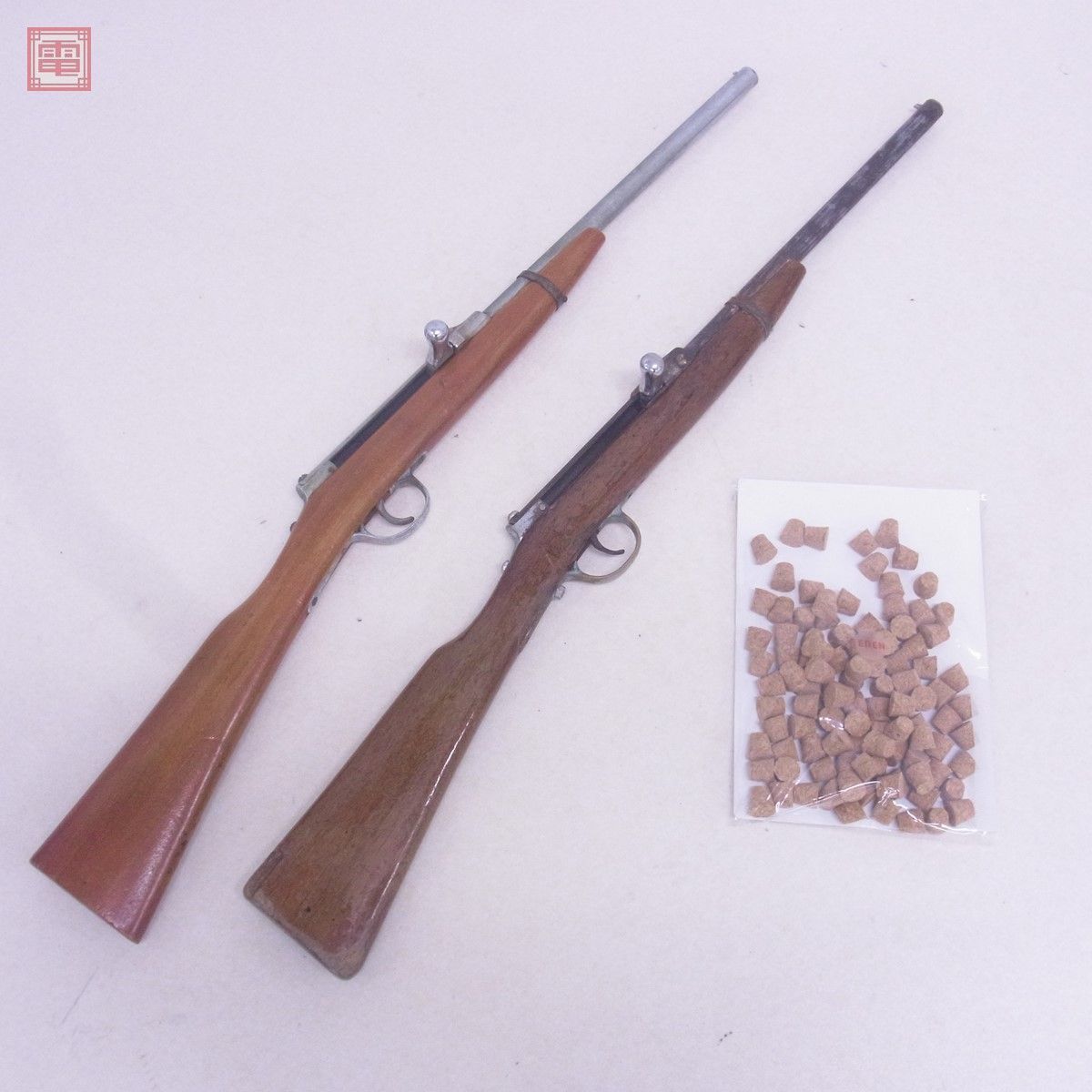 丸星 マルホシ 特製 射的銃 コルク銃 2点セット コルク付 木製 昭和