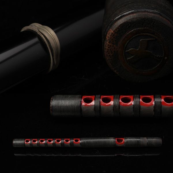 M-1170 能管 塗能管筒 箱付 検/能楽器 能笛 横笛 歌舞伎 寄席囃子 祇園囃子和楽器 能楽 和風 日本舞踊 歌謡舞踊(龍笛、竜笛 ...