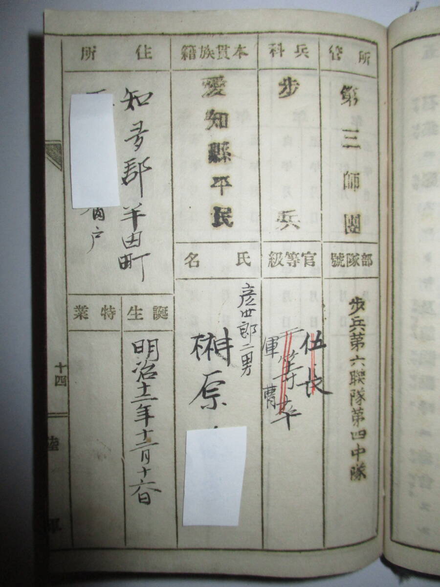 大日本帝国陸軍 軍隊手帳（明治時代）＜第三師団歩兵第六聯隊：歩兵