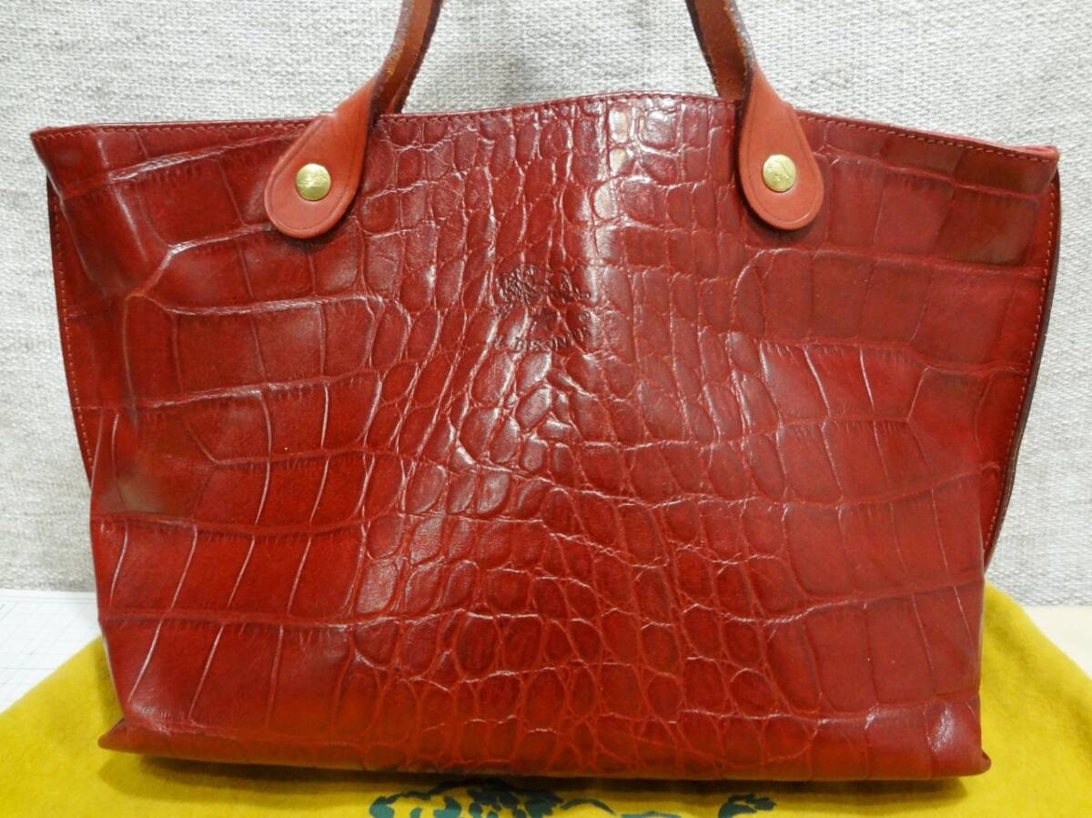美品 希少 人気】 IL BISONTE イルビゾンテ オールレザー クロコ 型 