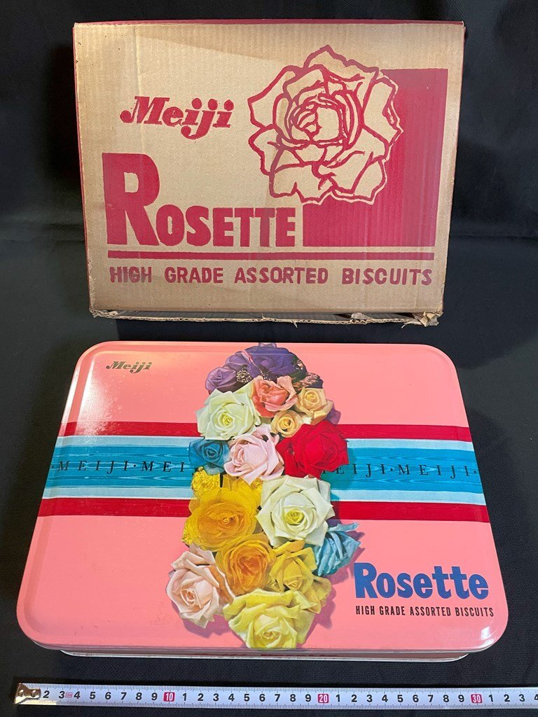 j▽8 空き缶 明治ローゼット詰合 Meji ROSETTE ブリキ缶 お菓子