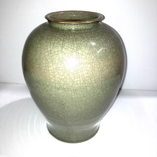 仙4 大堀相馬焼 花瓶 花入 花器 壺 飾り壺 走り馬 金彩 青ひび 伝統