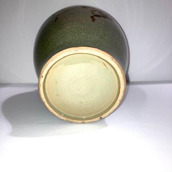 仙4 大堀相馬焼 花瓶 花入 花器 壺 飾り壺 走り馬 金彩 青ひび 伝統