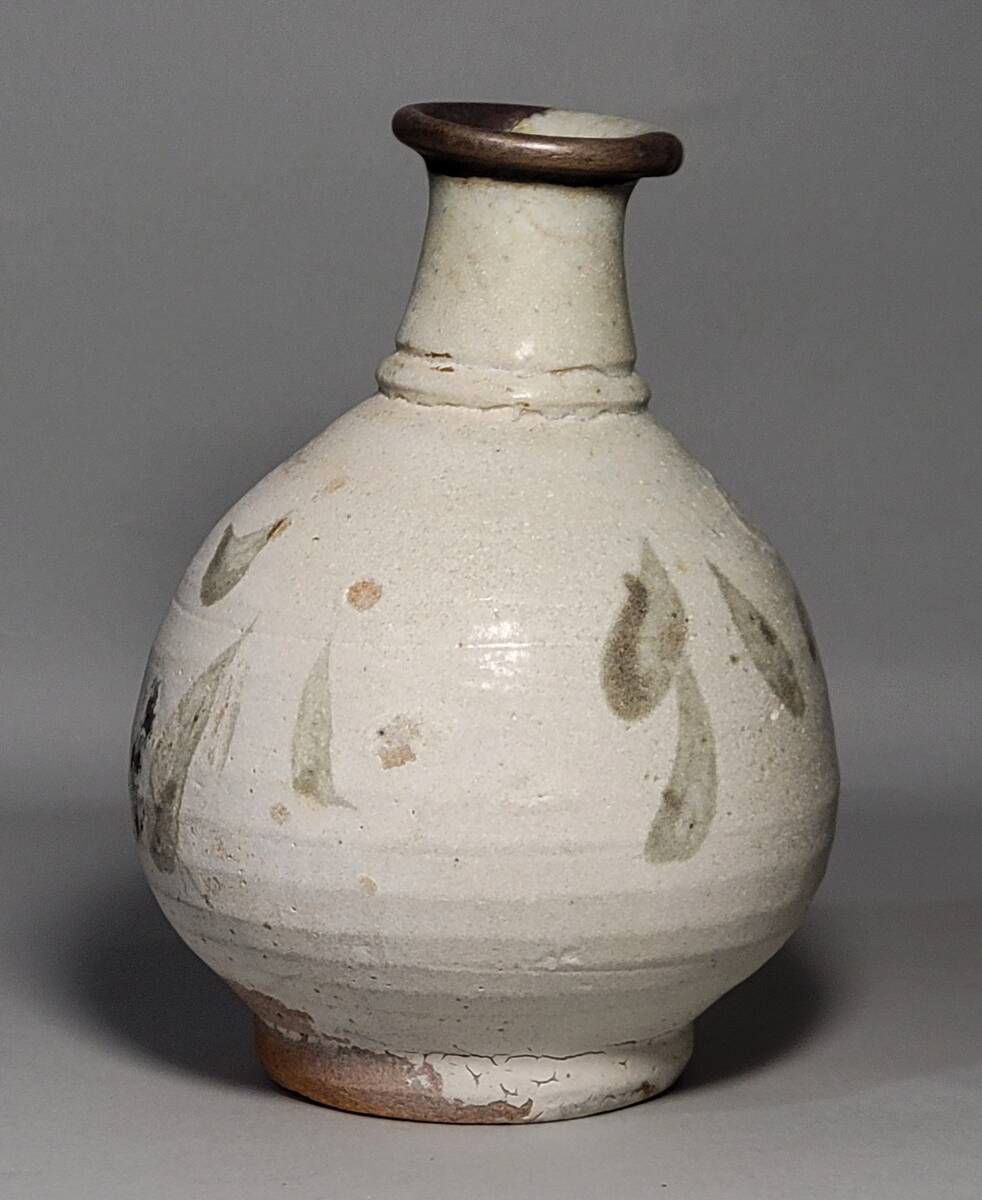 古美術柳 李朝 堅手鉄絵 草花文徳利 酒器 李朝初期 (李朝)｜売買された