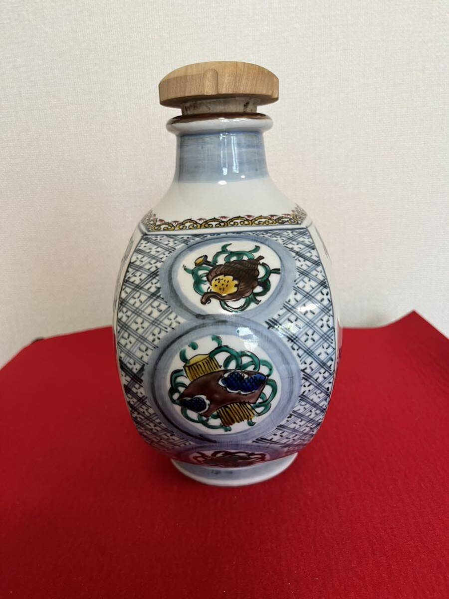 浅蔵五十吉 陶器 色絵 一升瓶 酒瓶 管理A2478 九谷焼 空瓶 日本酒