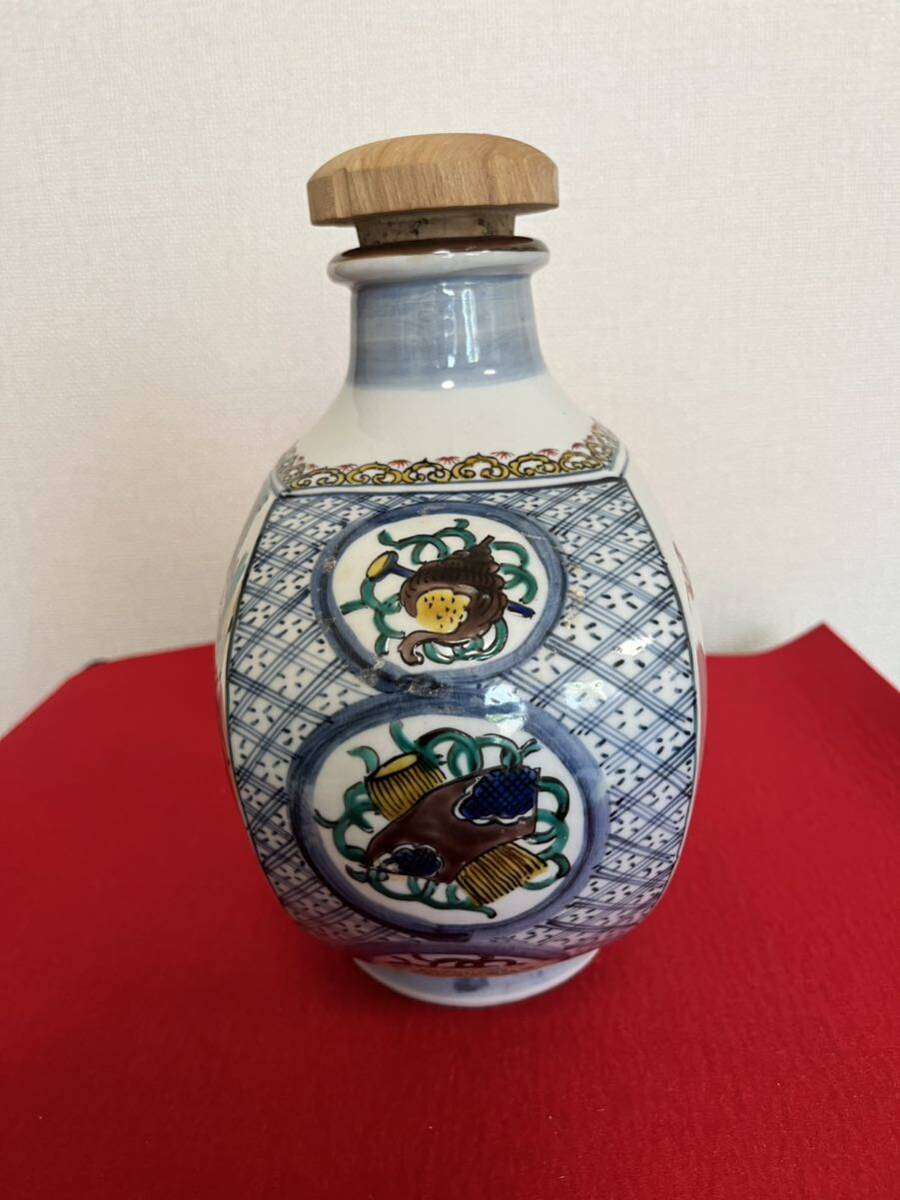 浅蔵五十吉 陶器 色絵 一升瓶 酒瓶 管理A2478 九谷焼 空瓶 日本酒