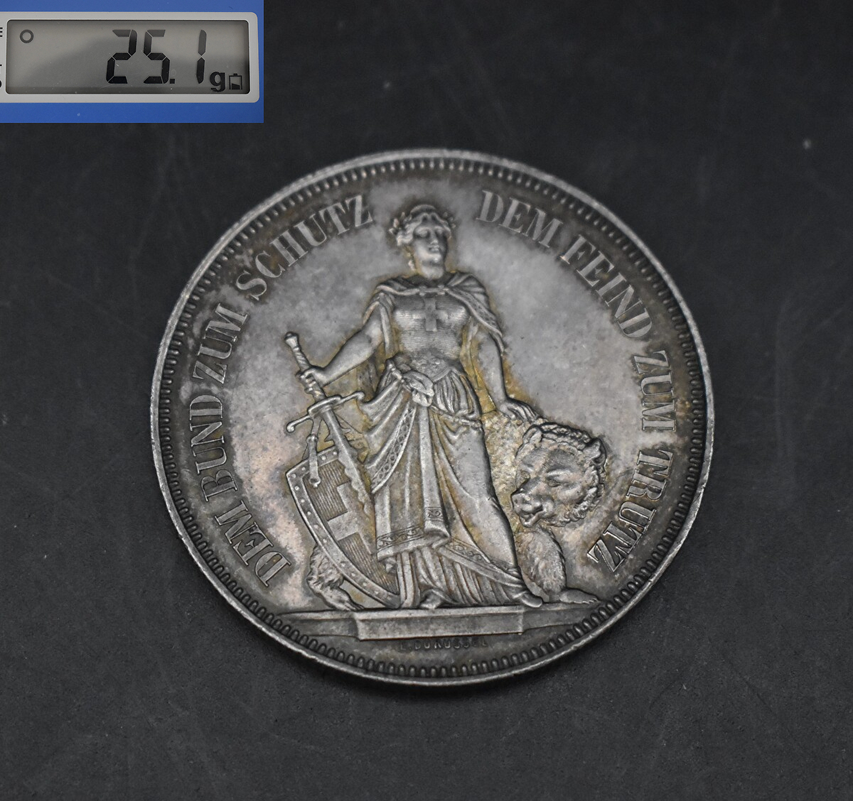 W5-96 【現状品】 スイス ベルン 射撃祭記念 5フラン 銀貨 1885年 古銭