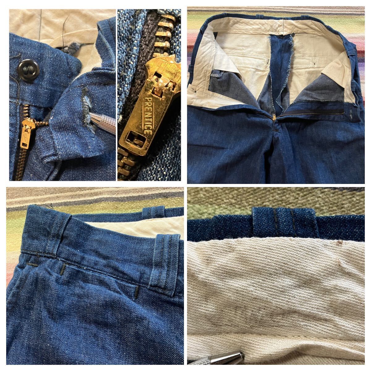 ◎送料無料◎濃紺50s~60s vintage unknown☆デニムトラウザーズ ワーク 