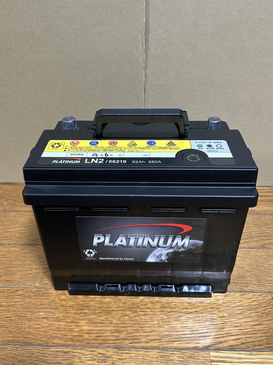 欧州車用 バッテリー PLATINUM LN2 /56219 62Ah 580A 中古品 測定値575CCA ヨーロッパ規格_1