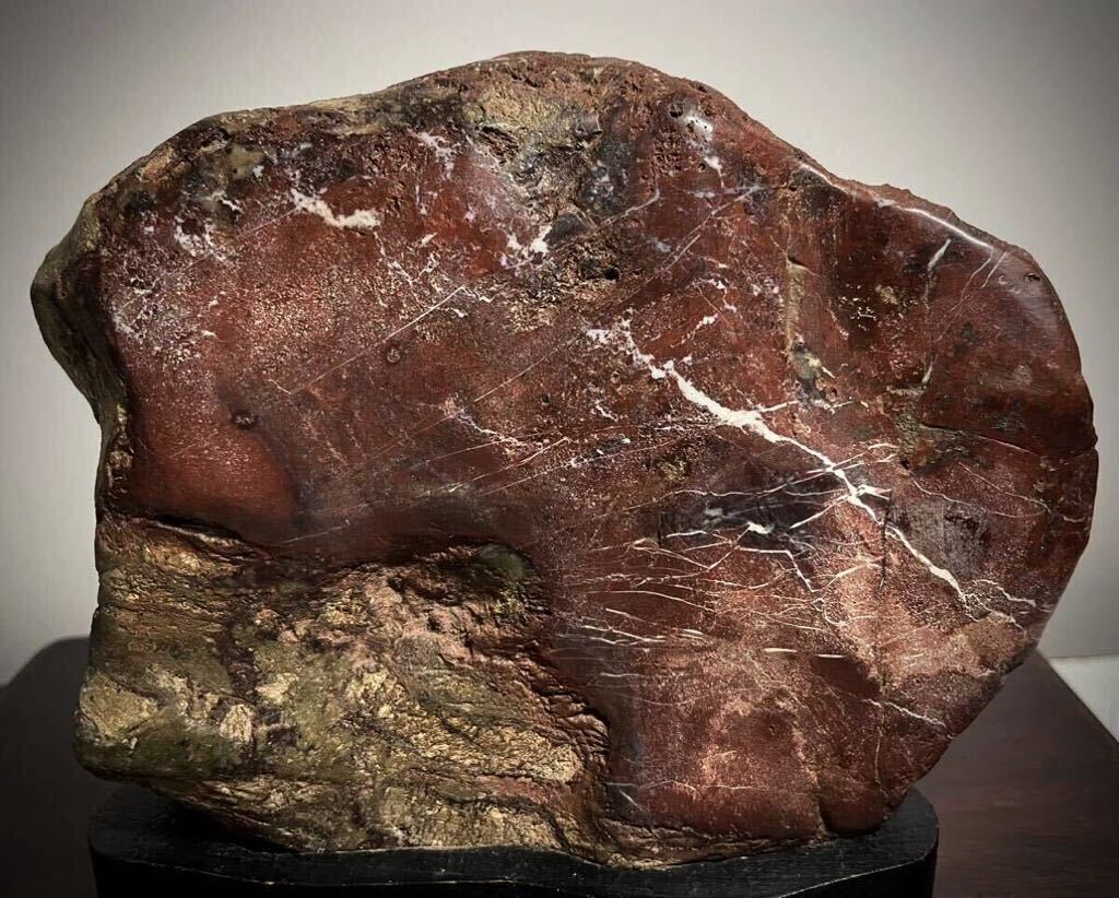 信濃美術石博物館】 水石 佐渡錦紅石 石本体：横13×高10.5×奥行4(cm