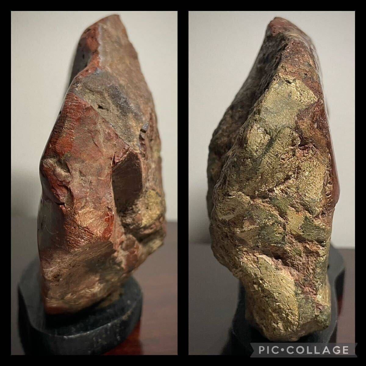 信濃美術石博物館】 水石 佐渡錦紅石 石本体：横13×高10.5×奥行4(cm