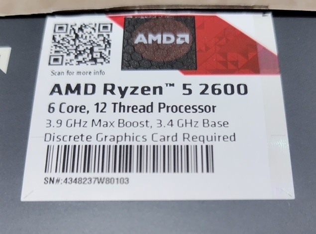 AMD Ryzen 5 2600 CPU (箱無なら送料無料) _7