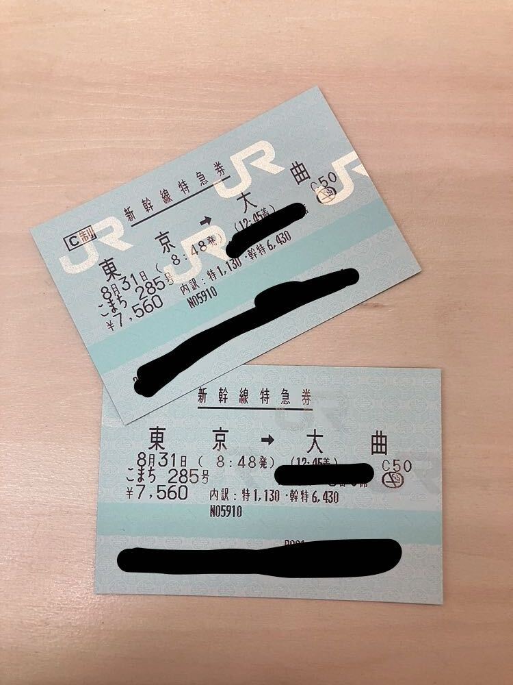 大曲花火大会2024 8/31 新幹線 臨時便 東京→大曲 指定席特急券 2枚セット_1