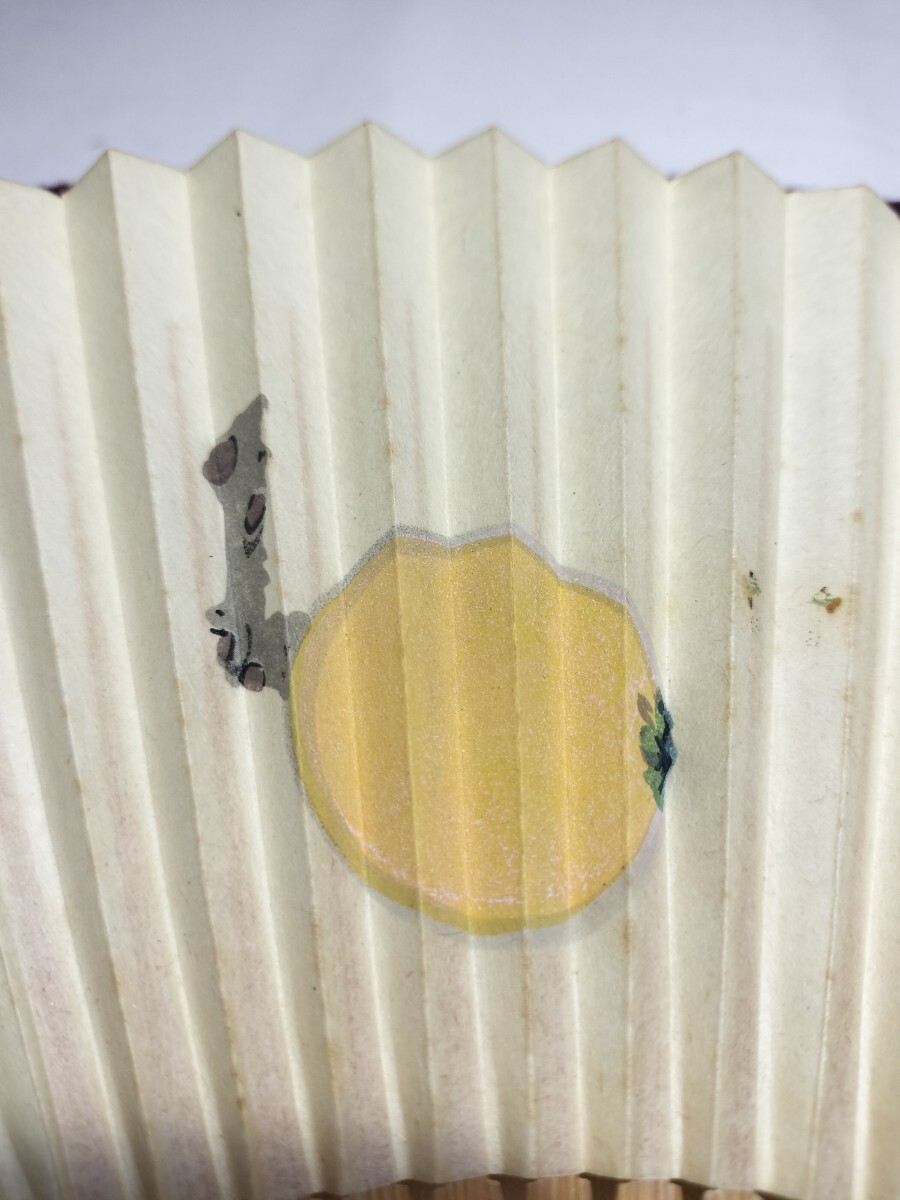 作者不明 扇面 ビワ 奥村土牛 書画 紙本 扇子 落款 印 せんす うぶ出し