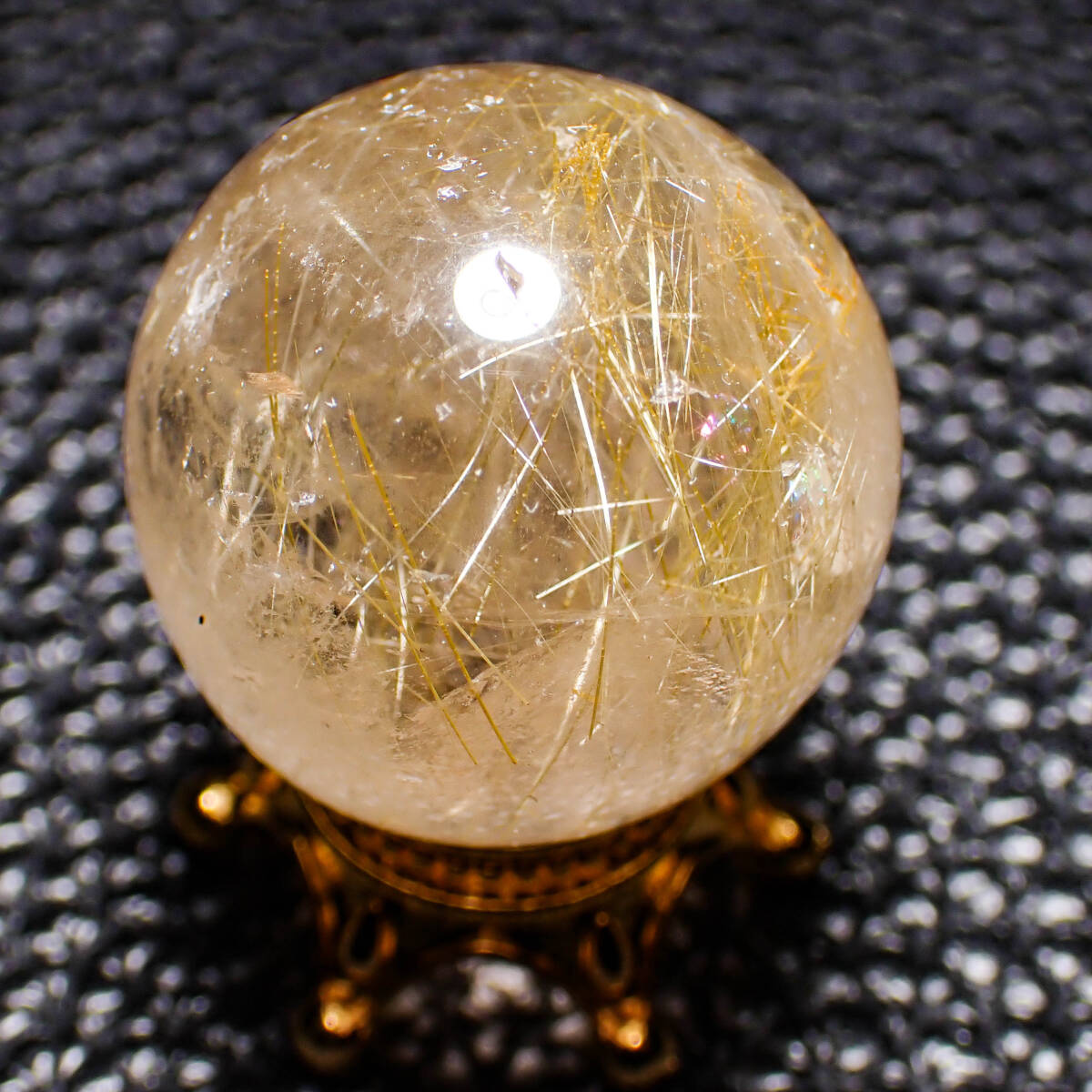 天然石 タイチン ゴールドルチル スフィア 05 ルチルクォーツ 水晶 