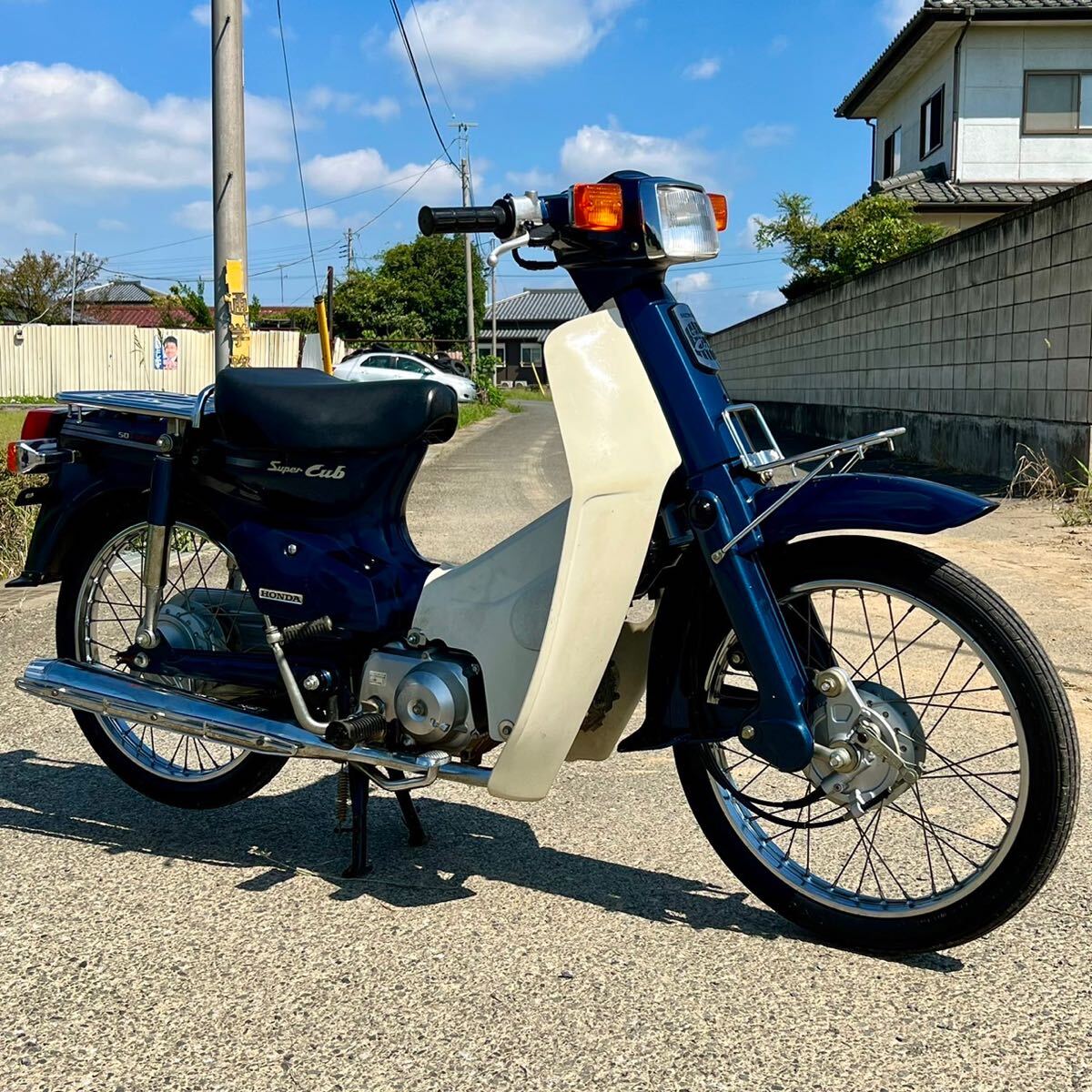ホンダ C50カスタム スーパーカブ AA01 実動 書類付き 絶版 低走行 青 