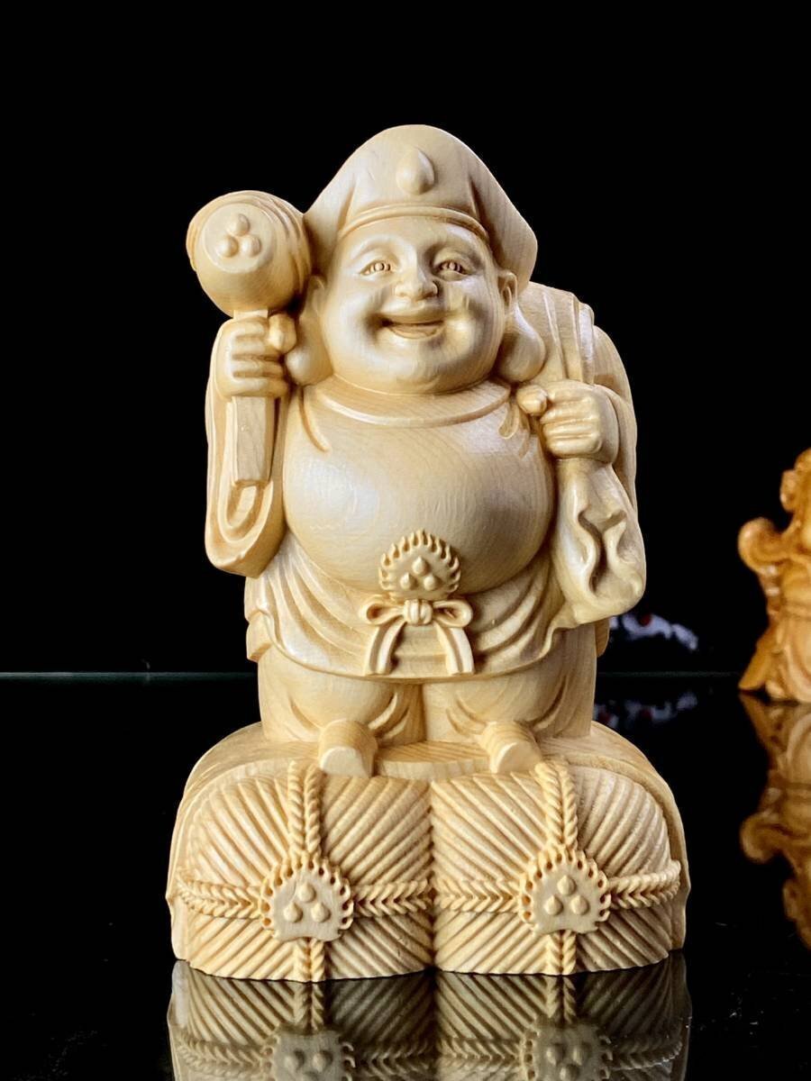 木造仏像 七福神 大黒天 置物 布袋 木彫り 大黒天木彫 布袋大黒天(仏像