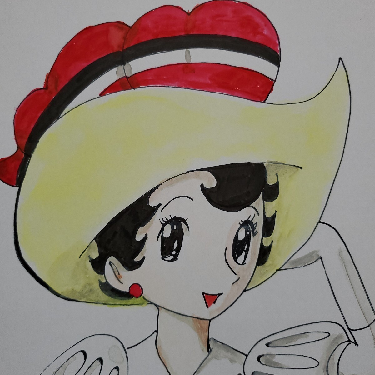手塚治虫 リボンの騎士 カラー 水彩画 サイン 色紙 模写 て(サイン