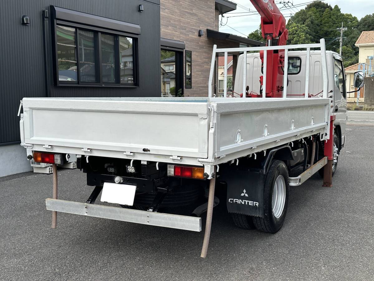 動画有！売り切り！車検付！H16年 三菱 キャンター 3段クレーン 古河ユニック フックイン 積載2t 4.8L ディーゼル 5速MT 好調！佐賀_2