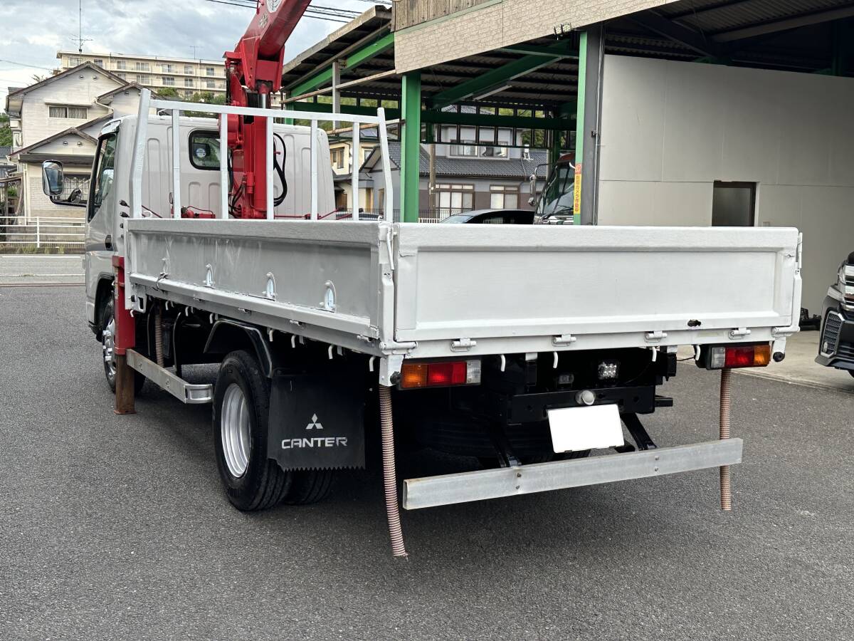 動画有！売り切り！車検付！H16年 三菱 キャンター 3段クレーン 古河ユニック フックイン 積載2t 4.8L ディーゼル 5速MT 好調！佐賀_3