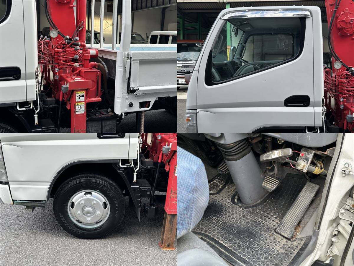 動画有！売り切り！車検付！H16年 三菱 キャンター 3段クレーン 古河ユニック フックイン 積載2t 4.8L ディーゼル 5速MT 好調！佐賀_8