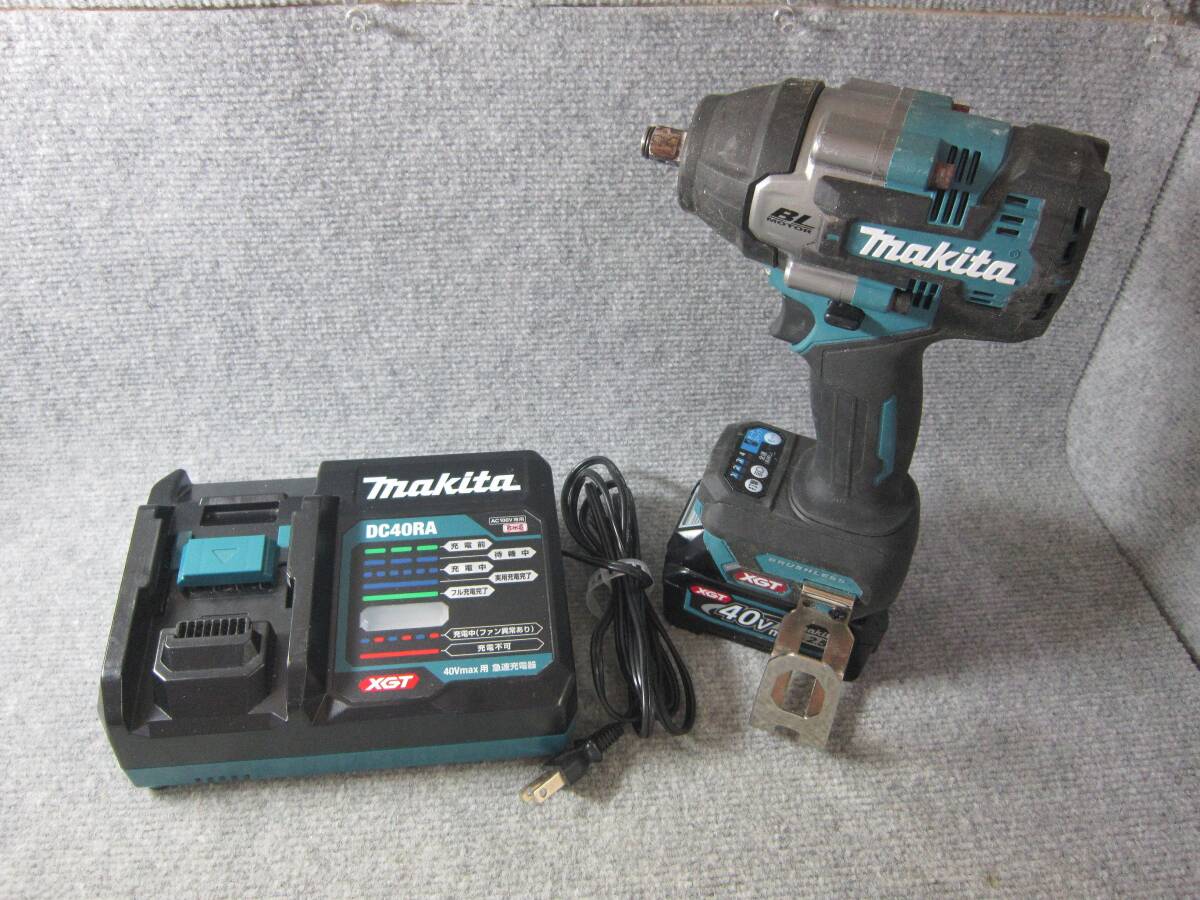 5731) makita マキタ 40Vmax 充電式インパクトレンチ TW007G バッテリ1 